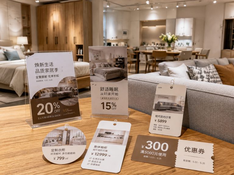 合肥高新技术产业开发区家具门店单页海报与吊牌